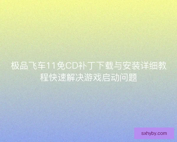 极品飞车11免CD补丁下载与安装详细教程快速解决游戏启动问题